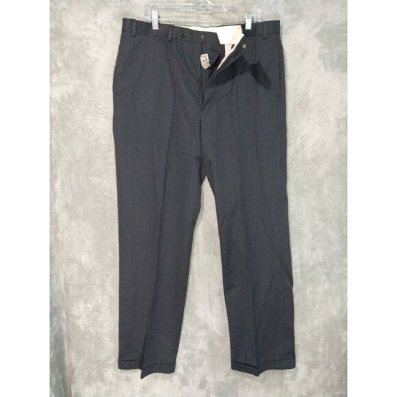 Brooks Brothers Dress Pants Mens 38x34 Gray Wool Flat Front Straight Leg Preppy - Picture 1 of 8